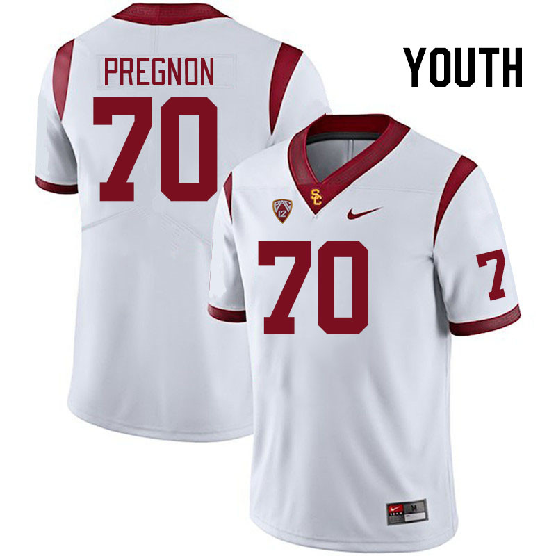 Youth #70 Emmanuel Pregnon USC Trojans College Football Jerseys Stitched Sale-White - Click Image to Close